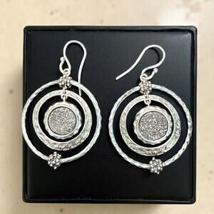 Vintage Michael Dawkins Druzy Quartz Sterling Silver 925 Pierced Earrings